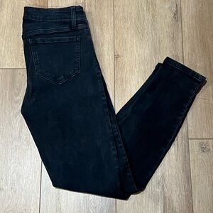Eunina Jude Mid Rise Skinny Ankle Black Distressed Jeans size 5